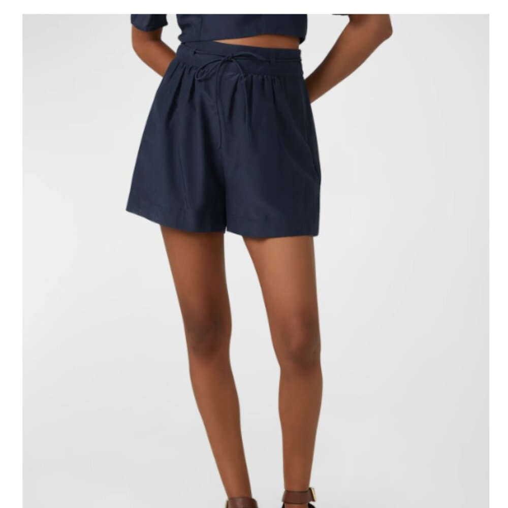 Women's Navy Drawstring Bermuda Shorts